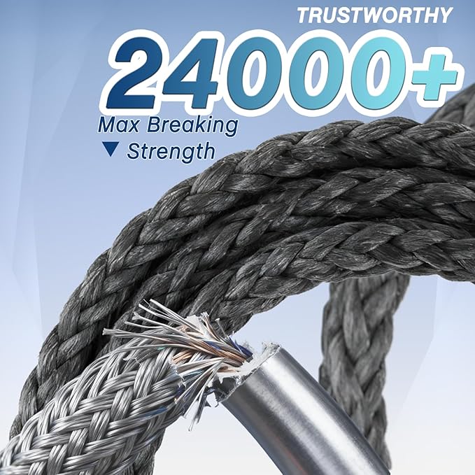 12V 13000lb Winch Synthetic Rope Electric Power Winch Waterproof IP66 with Wireless Remote and Handheld Corded Switch for Truck SUV Pickup Trailer Offroad Recovery Equipment