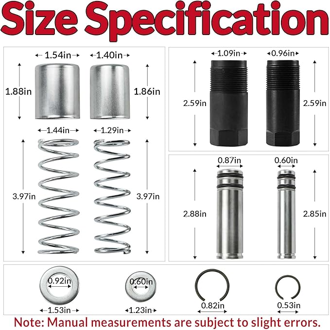 Floor Jack Replacement Parts Low Side Bigger & Smaller Horizontal Double Pump Piston Plunger Kit with Washers Retaining Ring for 3 Ton Hydraulic with Dual Pump Pitts-Burgh to-rin Bi-g Red Day-Tona