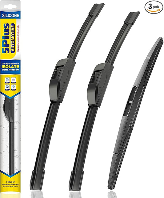 Silicone Windshield Wipers Replacement for 2005-2015 NISSAN Armada/2004-2010 INFINITI QX56/2011-2014 ACURA TSX Wiper Blades(Set of 3),Automotive Replacement Windshield Wiper Blades-24"/22"/12"