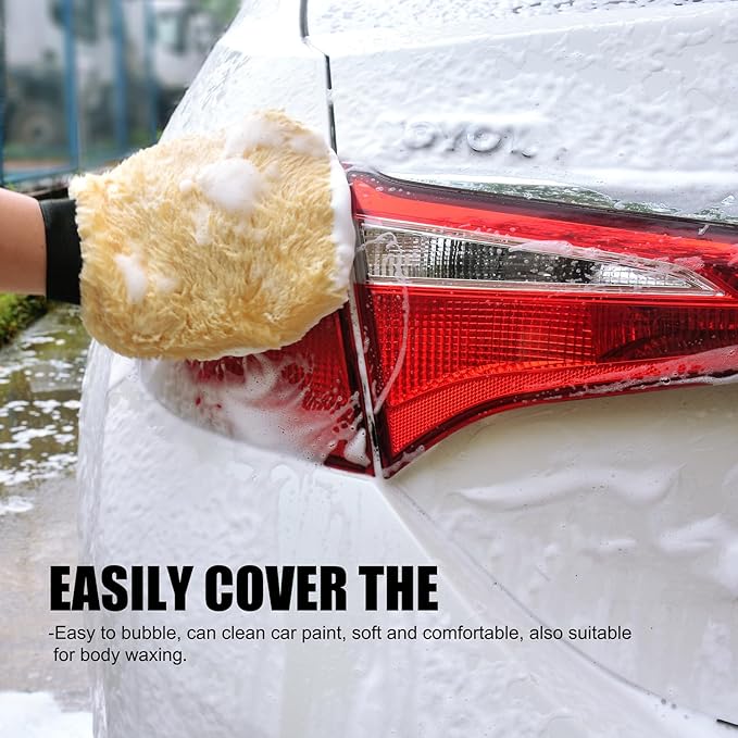 QMX 3-Pack Ultra-Soft Microfiber Car Wash Mitts Scratch-Free Double-Sided Wash & Wax Mitt for Safe Detailing and Paint Care