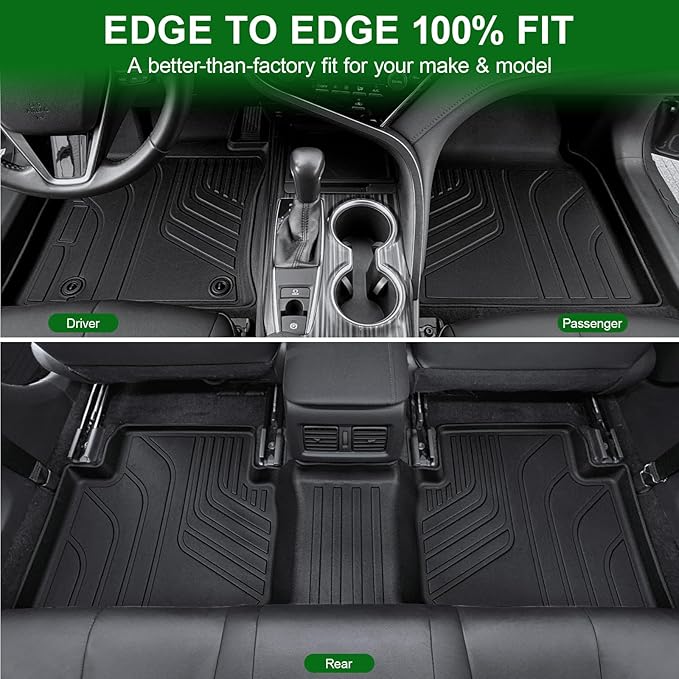 Floor Mats for 2018-2024 Toyota Camry FWD Only (Not Fit Hybrid or AWD), Rubber All Weather Protection Interior Floor Liners Door Sill Guards for Toyota Camry L/LE/SE/TRD/XLE/XSE Accessories