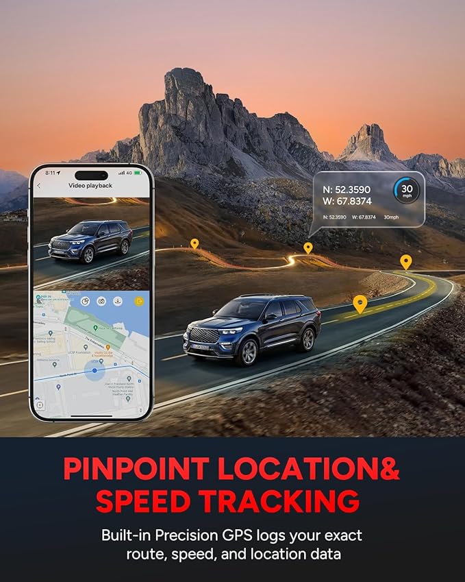 SJCAM M60 3 Channel Dash Cam Front and Rear Interior with Fast Bluetooth Connection, Equipped with STARVIS 2 HDR, Dashcam Front and Rear Camera, Built-in GPS/WiFi/Bluetooth, WDR Night Vision, 3CH