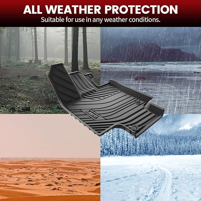LASFIT Floor Mats for Toyota Highlander 2020-2025 8-seat (Not for Hybrid) All Weather TPE Custom fit Floor Liner for Highlander car mats, Front and Rear 2 Row Mats.