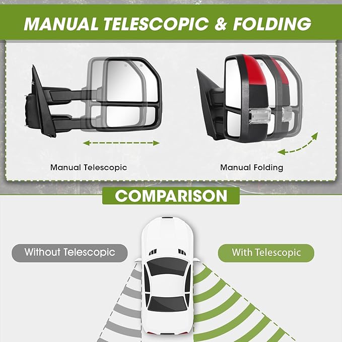 Towing Mirrors for F150 Ford Pickup 2015 2016 2017 2018 2019 2020 with Turn Signal & Running Lights, Spotlight, Heated Power Glass Pair Set (Painted Red)