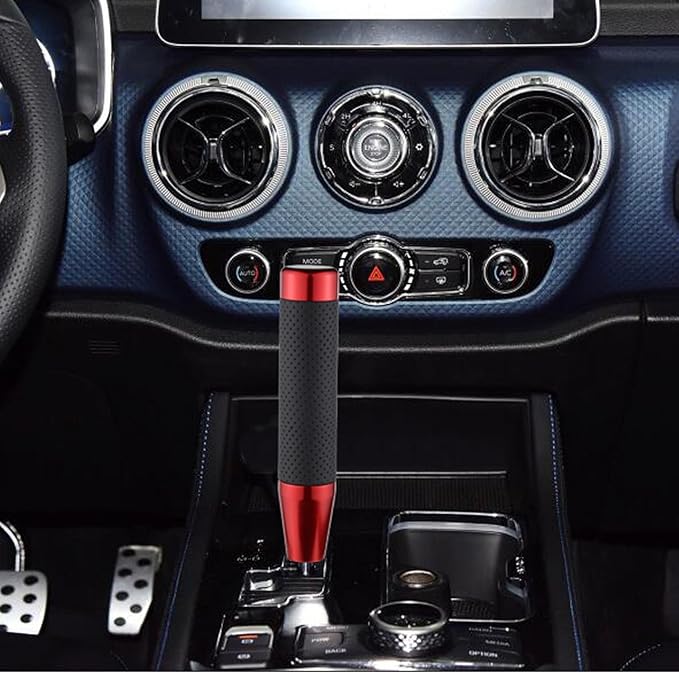 Abfer Tall Shift Knob Car Long Shifting Head Replace Weighted Gear Stick Shifter Knob Extension Fit Most Manual Automatic Transmission Vehicle, Red