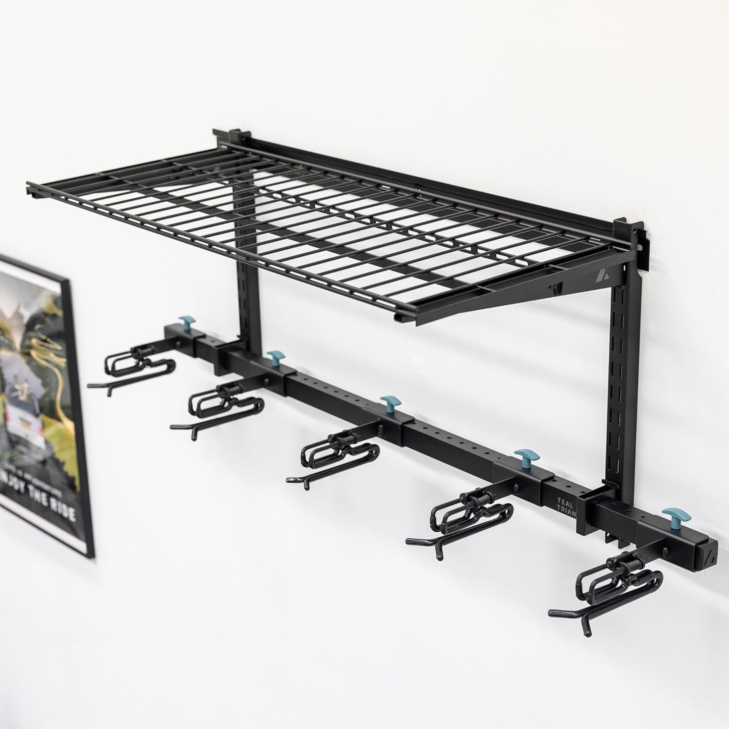 StoreYourBoard Lone Peak Ski Storage Rack and Wall Shelf, Holds 5 Pairs of Skis and Poles, Supports 300 lbs, 46 in x 13.75 in x 16 in