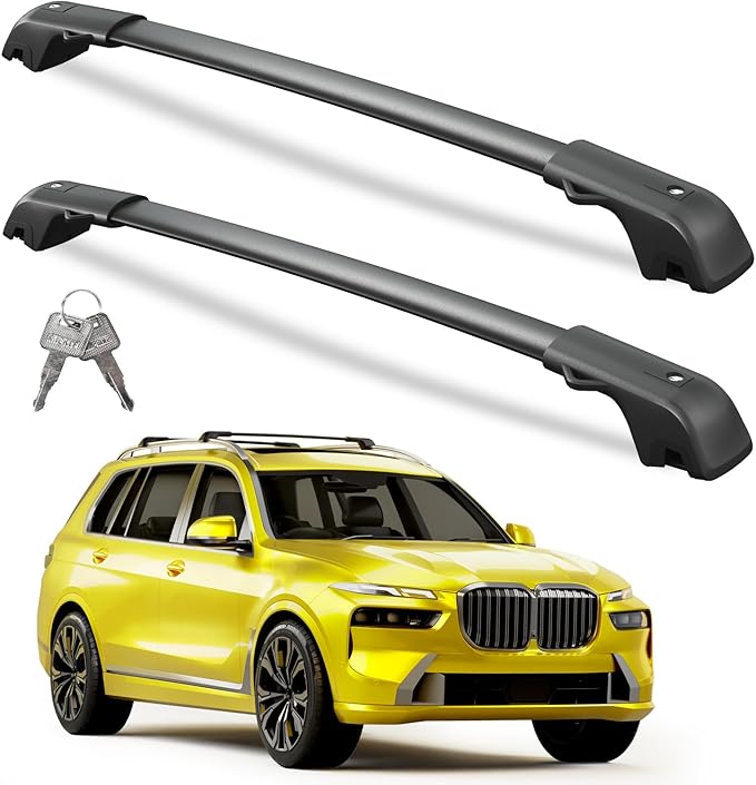 300lbs Roof Rack Cross Bars Compatible with BMW X7 G07 2019-2025 with Raised Side Rails, Heavy Duty Aluminum Lockable Roof Rails Crossbars Cargo