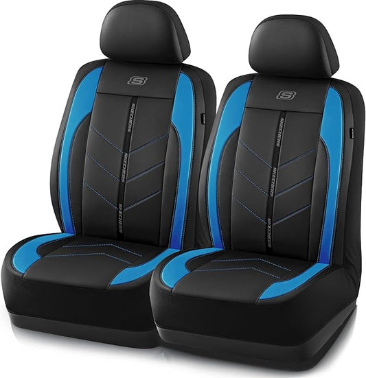 Skechers Car Seat Covers,Luxury Faux Leather Seat Covers,Waterproof Anti Slip Car Seat Protector Front Seats,Car Accessories Airbag Universal Fit for Most Cars,Vans,Trucks,SUV,Blue