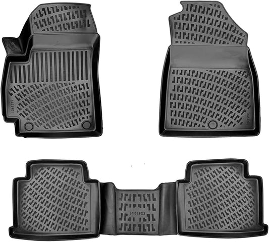 Kia Seltos 2021-2026 Floor Mats 3D Custom Fit Compatible with Kia Seltos Rubber Car Mats Laser Measured 1st & 2nd Row Floor Liners All Weather Waterproof Odorless Non-Slip (Front & Rear)