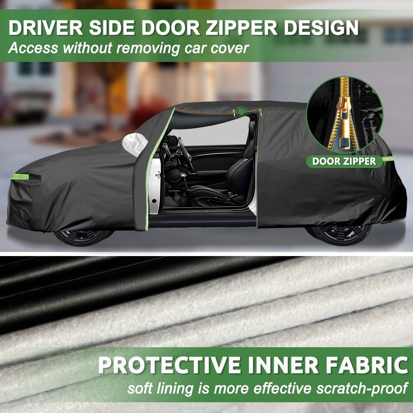 Car Cover for 2014-2025 Mini Cooper/Cooper S/Hardtop/Clubman/Countryman 4 Door,Full Exterior Car Covers for Automobile All Weather Waterproof Heavy Duty,Zipper/Cotton UV Proof Custom fit【210T Taffeta】