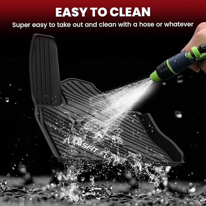 LASFIT Floor Mats Fit for Ford Explorer 2020-2025 All Weather Protector TPE Car Liners, 1st & 2nd Row, 3pcs Black