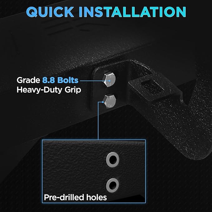 PZ Running Boards Side Steps Compatible with 09-18 Dodge Ram 1500 Quad/Extended,(Incl 19-24 Classic),10-24 Ram 2500 3500,Bolt-on Nerf Bar Step Bars,Two Stairs Textured Powder Coated