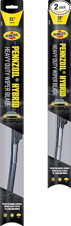 Pennzoil 872 Hybrid Heavy Duty Wiper Blades, 21 Inch & 19 Inch Windshield Wipers (Pack of 2), Automotive Replaceable Wiper Blades Reinforced with a Double Spring Frame for the Toughest Weather