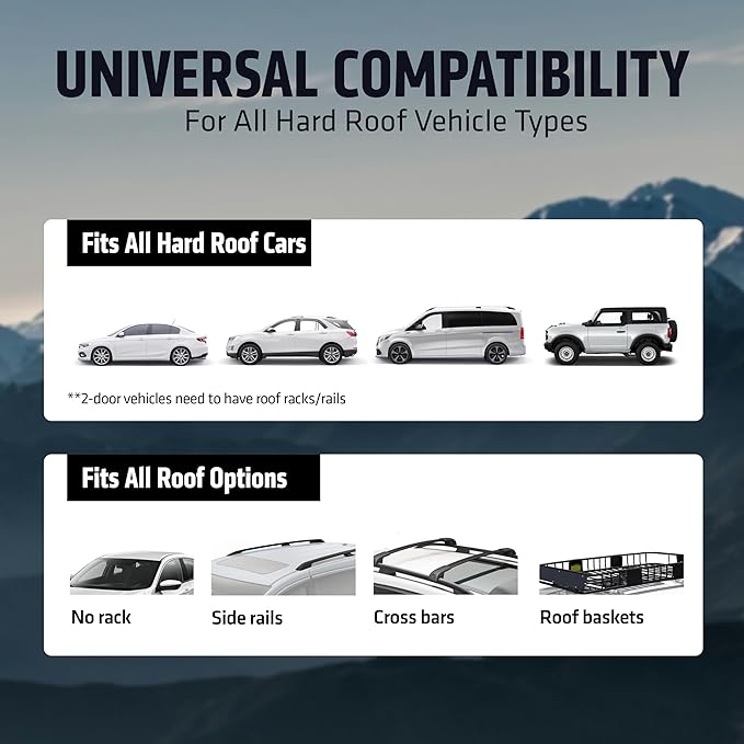 Rooftop Cargo Carrier - 15 Cubic Feet (L), Waterproof Soft Shell Car Roof Cargo Carrier, Heavy Duty Car Top Luggage Cargo Bag with Patented Door Hooks and Non-Slip Mat