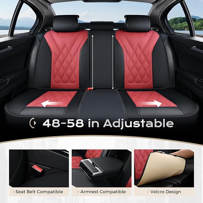 Coverado Car Seat Covers Full Set, Seat Covers for Cars, Front Seat Covers and Back Seat Cover Waterproof Leather Automotive Seat Cover, Universal Car Interior Protectors Cushion for Most Cars