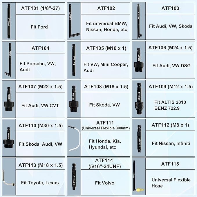 JoyFans 7.5 Liter Manual Transmission Fluid Pump, ATF Refill Fill System Dispenser Kit, Portable Automatic Oil Transfer Change Filling Tool with 15PCS ATF Adapters on Most Vehicles Cars
