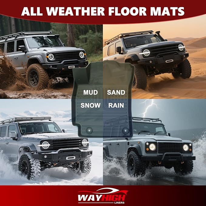 Wayhigh-for 2017.5-2024 Nissan Murano Platinum/S/SL/SV/Midnight Edition All Weather Floor Mats and Cargo Mat Set TPE Waterproof Heavy Duty Rubber Floor Liners Murano Accessories- Black