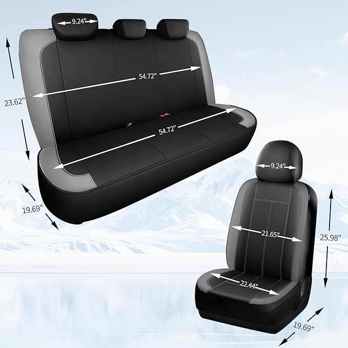 Waterproof Seat Covers, Neoprene Lining Car seat Covers Full Set Premium Cloth, Airbag Compatibable, Durable, Universal Automotive Comfort for Most Cars,Trucks,SUVs(Black Darkgray 816)