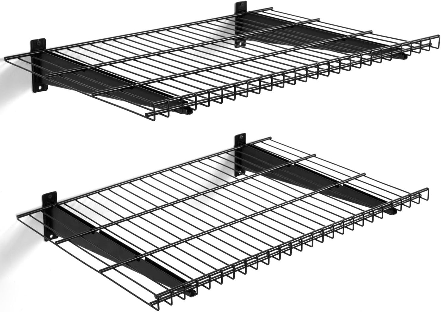 2 Pack Garage Wall Mounted Shelf, 19.7" x 11.4" Heavy Duty Wall Storage Shelves for Garage, Workshop, Laundry Room and Kitchen, Max Load 50 lbs (Black,2 Pack)
