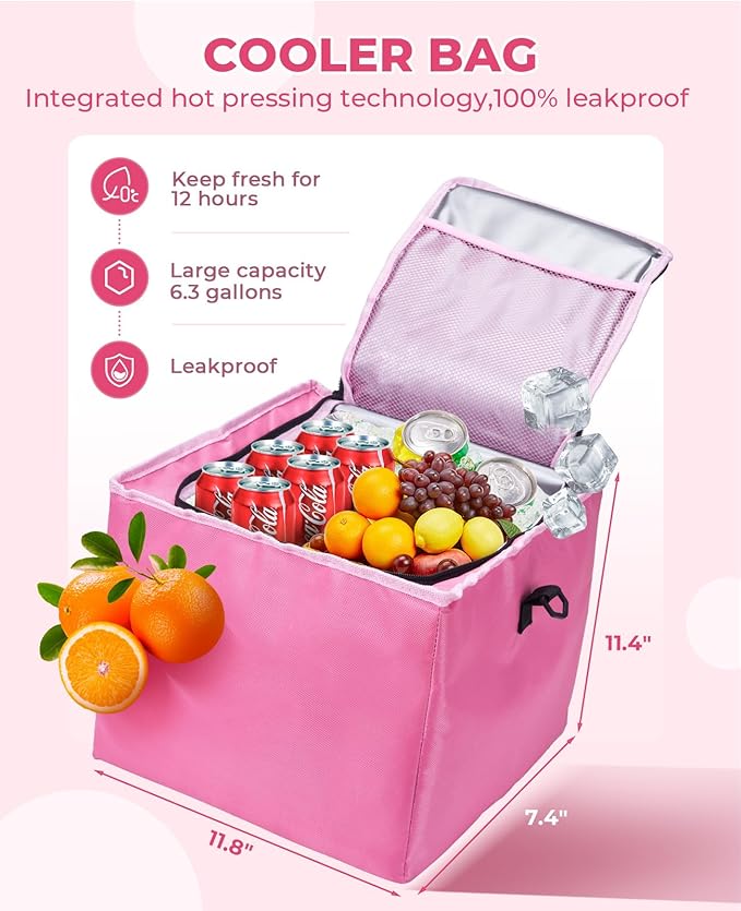 HIRALIY 4 in 1 Car Trunk Storage Organizer, Multi Compartment Foldable Trunk Storage Box with Leakproof Cooler Bag for Car Truck SUV