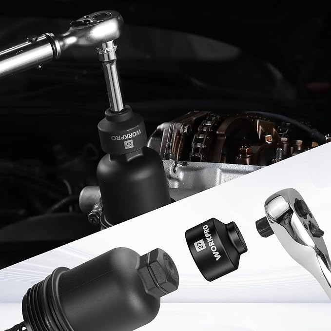 WORKPRO 27mm Oil Filter Socket Wrench, Oil Filter Removal Tool, Oil Filter Change Set, Ideal for Some Mercedes, Volkswagen, Hyundai, Kia, Minis, and Smart Car