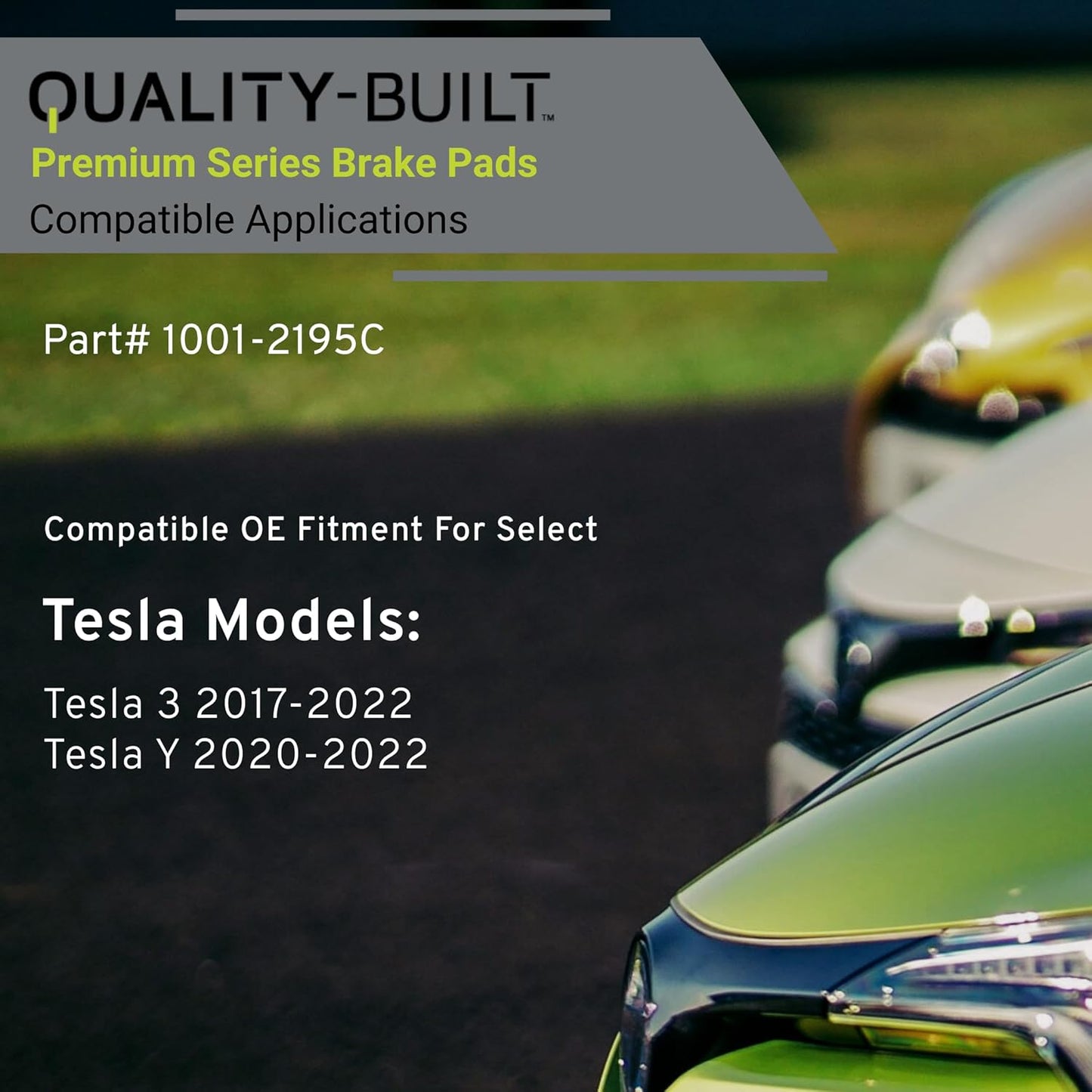 Premium Ceramic Front Brake Pads (1001-2195C) Compatible with Tesla 3 2017-2022, Tesla Y 2020-2022