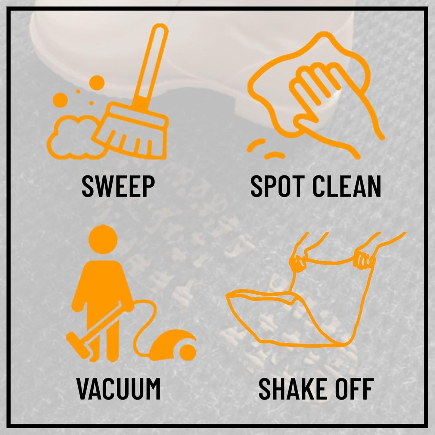 Ottomanson 2' x 28' Hallway Runner with Scraper Pile Extra Durable Non-Slip Rug Mat for Indoor & Outdoor Use - Ideal for Kitchen, Entryway, Patio & Garage - High-Traffic Carpet, Black