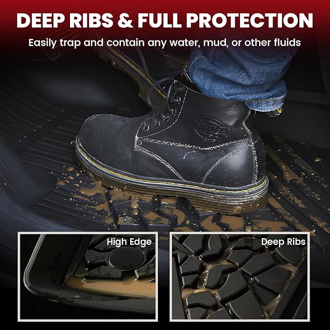 LASFIT Floor Mats for Jeep Renegade 2015-2023 All Weather TPE Custom Fit Car Mats Floor Liners 1st & 2nd Row, Black