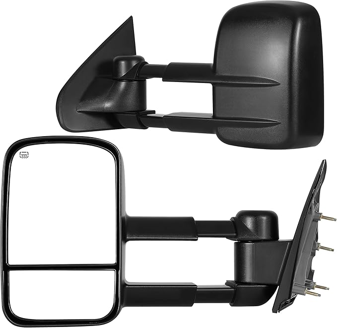 AUTOSAVER88 Towing Mirrors Compatible with 2014 2015 2016 2017 2018 Silverado Sierra 1500, 2015-2018 Silverado Sierra 2500 HD 3500 HD Power Heated Manually Folding Telescoping Side Mirror Black