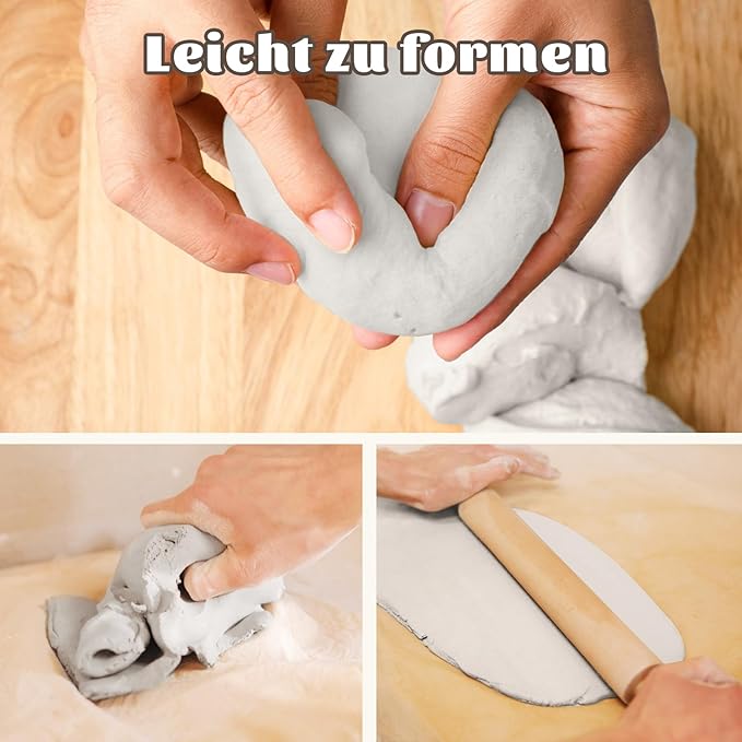 Anpro Craft Air Dry Clay Kit for Adults - Ultimate Beginners Pottery Kit with Clay, Tools, Paints, Brushes & Varnish | DIY Craft Kit for Home