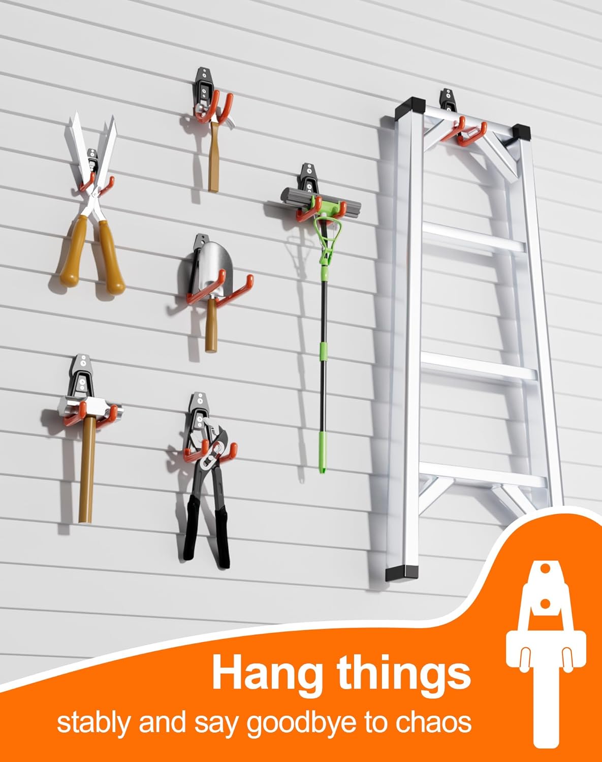 QcoQce 9 Pack Heavy Duty Hooks, Garage Wall Storage for Hanging and Organizing Tools, Bikes, Ladders, Ropes, Garden Tools and Bulky Items (Orange)