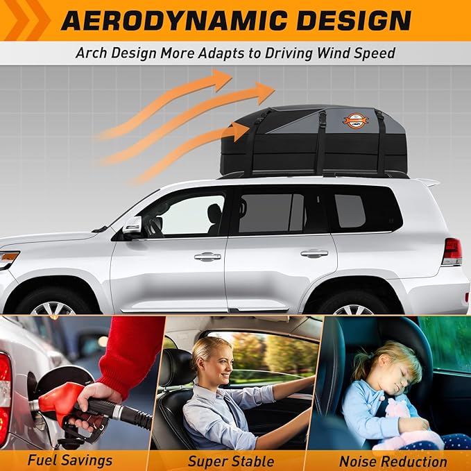 Sailnovo Rooftop Cargo Carrier, 20 Cubic Feet Waterproof Vehicle Soft-Shell Carriers for Cars with/Without Luggage Rack, Roof Rack Cargo Carrier Includes 6 Door Hooks, Reinforced Strap