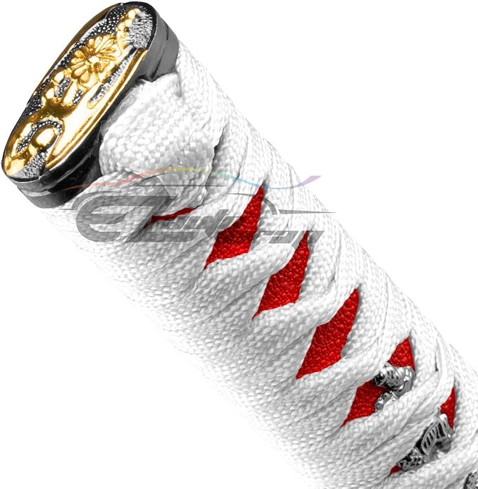 EZAUTO WRAP 10cm White Red Shift Knob Samurai Sword Alloy Katana with Adapter Universal
