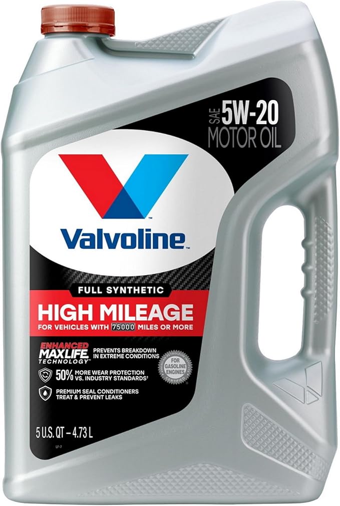 Valvoline Full Synthetic High Mileage with MaxLife Technology SAE 5W-20 Motor Oil 5 QT, Case of 3