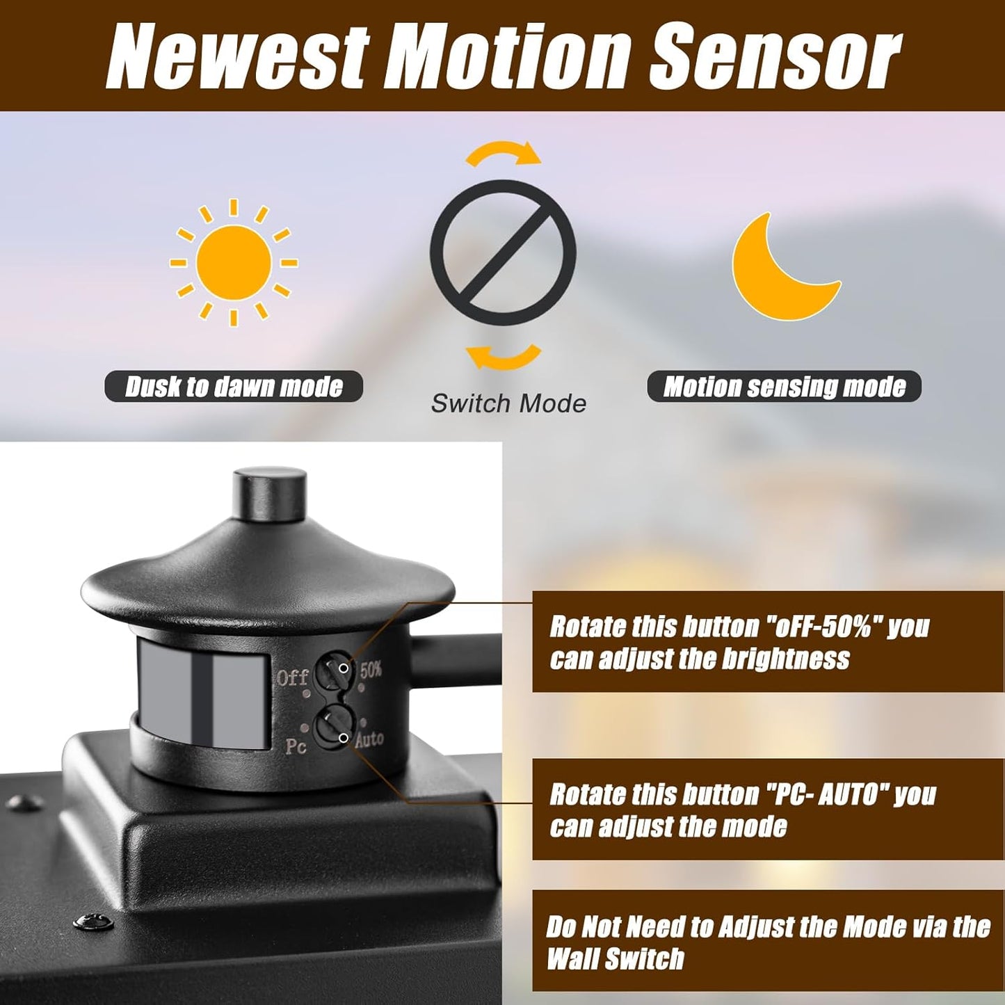 Porch Lights Outdoor Motion Sensor 2 Packs, Black Dawn to Dusk Outdoor Wall Light Fixture, Exterior Motion Sensor Light with Glass Shade, Rust Proof Motion Sensing Front Porch Light