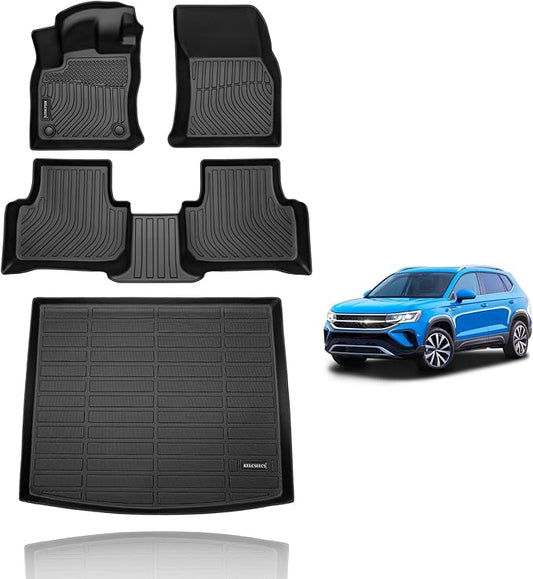 KELCSEECS Floor Mats & Cargo Liner Custom for Volkswagen Taos AWD 2025 2024 2023 2022 Car Mats Automotive Cargo Mat Floor Liners Trunk Mat VW Taos All Weather Floor Mats Trunk Liner