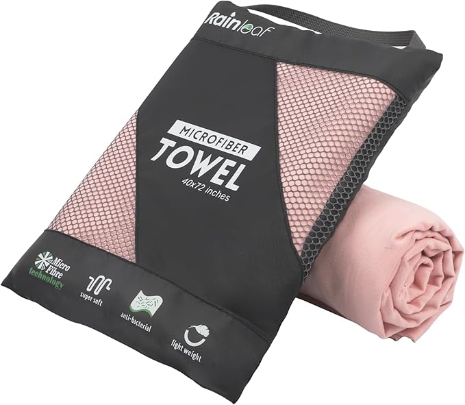Rainleaf Microfiber Towel Perfect Travel & Gym & Camping Towel. Quick Dry - Super Absorbent - Ultra Compact - Lightweight. Suitable for Trip, Beach, Shower, Backpacking, Pool