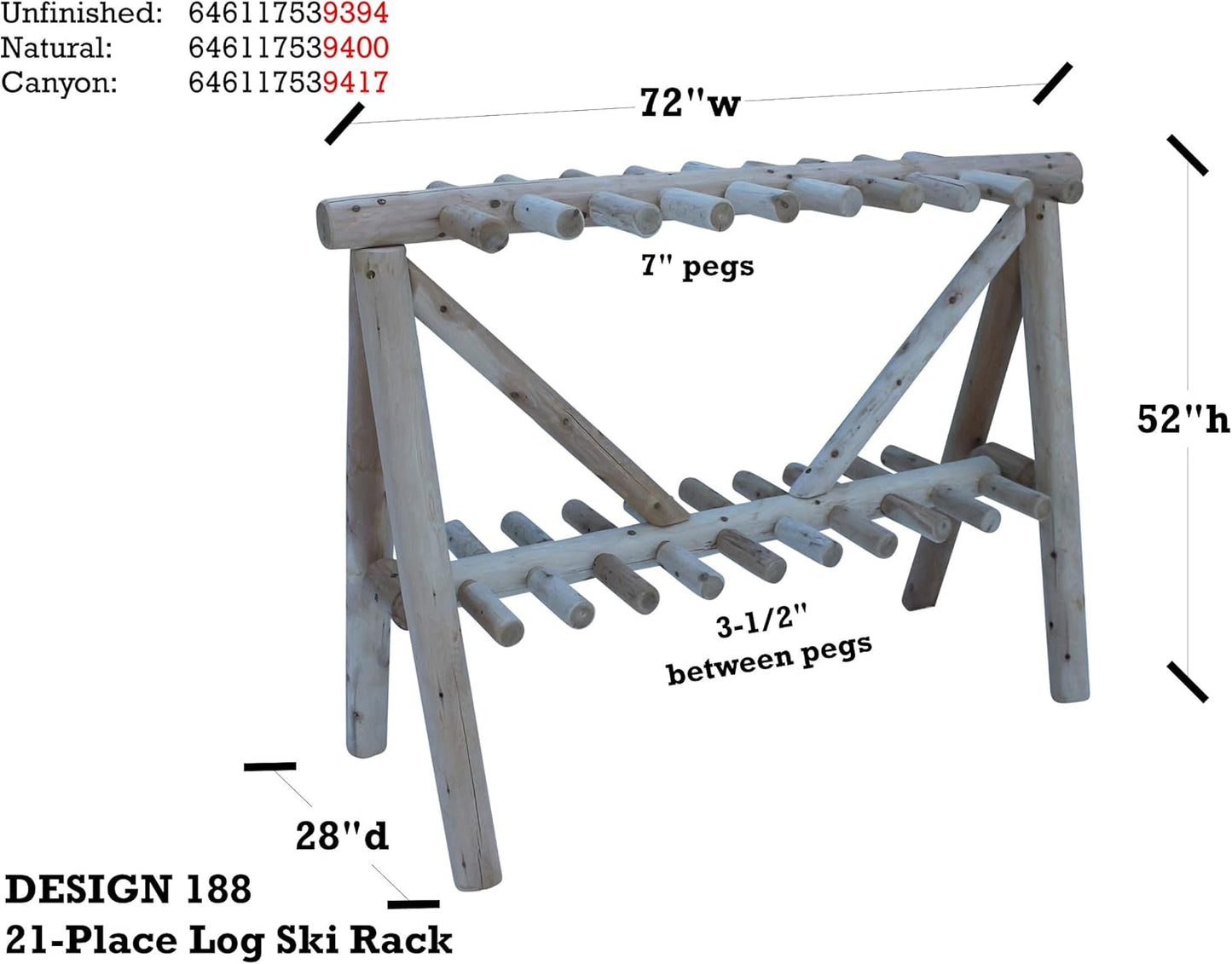 21-Place Freestanding Log Ski Rack Holder, Indoor & Outdoor Snowboard Racks, Standing Storage, Garage Racks for Snow Skis & Poles, Durable Snowboard Rack Garage Storage Organizer - Natural