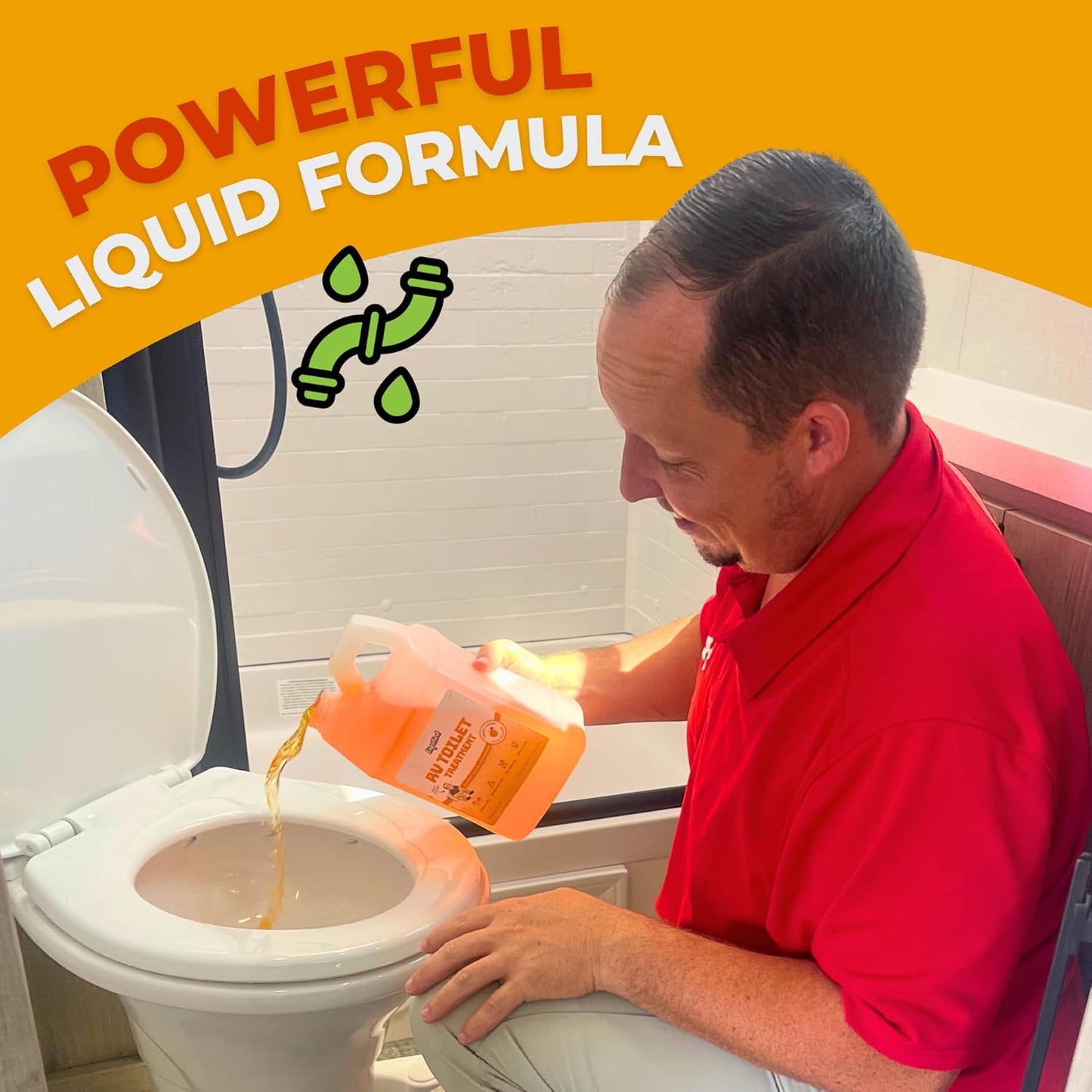 Liquified RV Toilet Treatment - Orange, 32oz Standard Pour Bottles (3-Pack) Odor Control, Waste Breakdown & Septic Safe - Made in USA