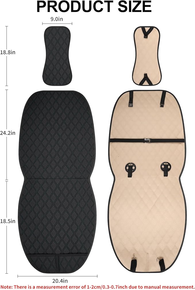 ENOGE Linen Car Seat Covers Front Seat Covers Breathable Cloth Fabric Car Seat Protector Universal Fit Most Automotive, Van, SUV, Trucks (Black, 2 Front)