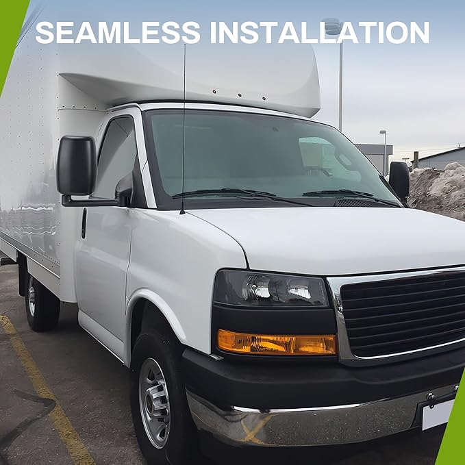 AUTOSAVER88 Left Driver Side Mirror Towing Mirrors Compatible with 2003-2019 Chevy Express GMC Savana 1500 2500 3500, Manual Folding Manual Control Glass Door Mirror Tow Mirror Black Housing