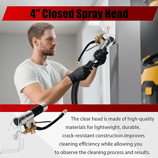 Extractors Upholstery and Auto Detailing Tool Hand Wand, Extractor Hand Tool with Clear Head for Mytee/ShopVac and Most Portable Carpet Attachments, Vacuum Hose Kits