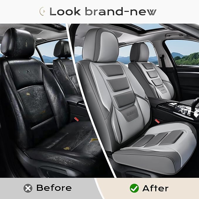 Coverado Car Seat Covers, Front Covers for Cars, Car Seat Cover Front Seats, Automotive Seat Cover, Waterproof, Leather Car Seat Cushion, Universal Interior Covers Seat Protectors for Most Cars