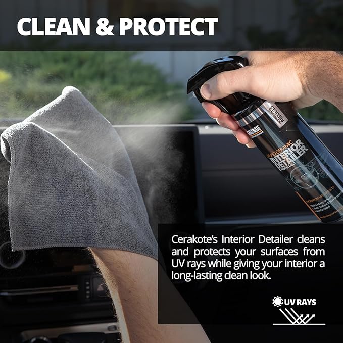 CERAKOTE Rapid Ceramic Interior Detailer and Protectant (28 fl oz.) – Quick and Easy – Multi-Surface Safe – Interior Car Cleaner Spray – Dry to the Touch – Clean and Protect Your Car, Truck, or SUV