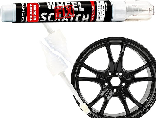 Wheel Scratch Fix® Gloss Black Rim Touch Up Paint, Alloy Wheel Scratch Repair, Curb Rash Repair, Wheel Touch Up Paint Pen, Rim Scratch Remover, (Universal Gloss Black Wheel Paint (Pen Only))