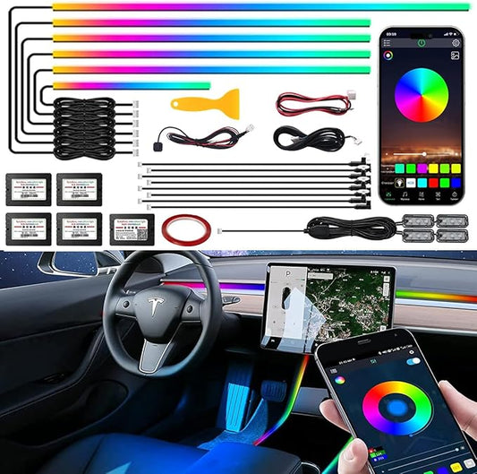 Dreamcolor Acrylic Interior Car LED Strip Light,RGB 18 in 1 Ambient Lighting Car with Wireless APP,175 Inches 600 LED Music Sync Led Lights Kits,16 Million Interior Lights