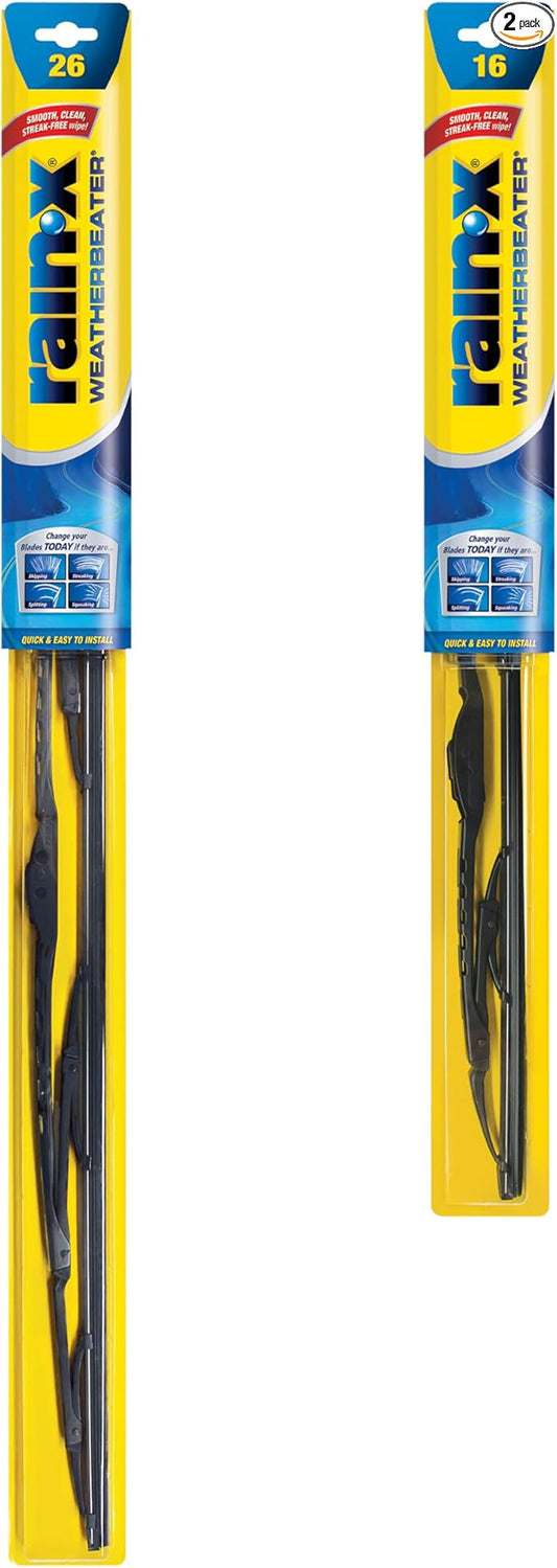 Rain-X 820147 WeatherBeater, 26" and 16" Windshield Wiper Blades - All-Season OEM Quality, Conventional, Vehicle Specific Fit, Pack of 2