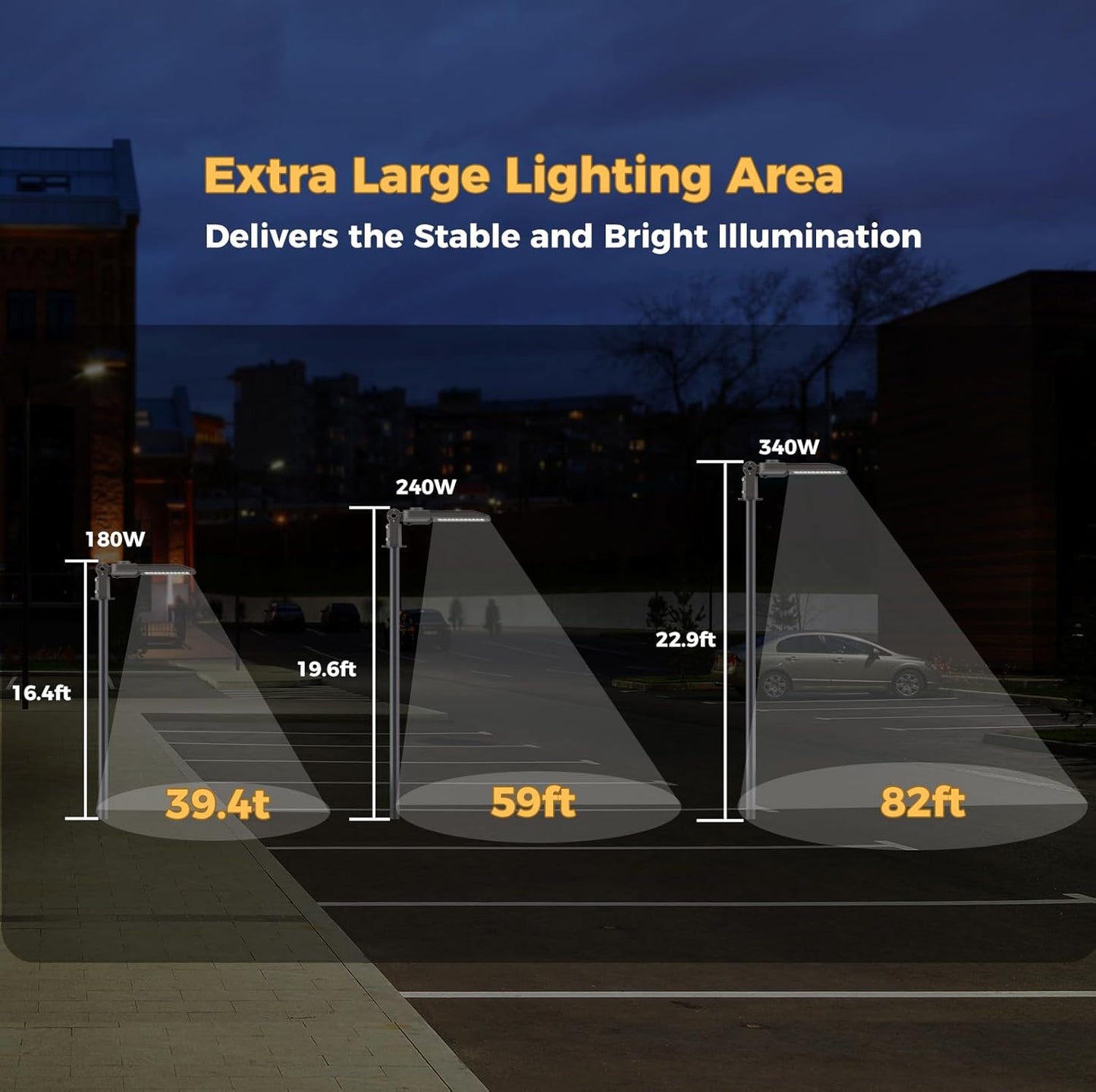 180W LED Parking Lot Lights Commercial Area Oudoor Lighting Street Light with Dusk to Dawn Photocell 32400Lm(180LM/W) 6000K IP65 Waterproof 100-277V for Driverway, Parking Lot 6 Pack