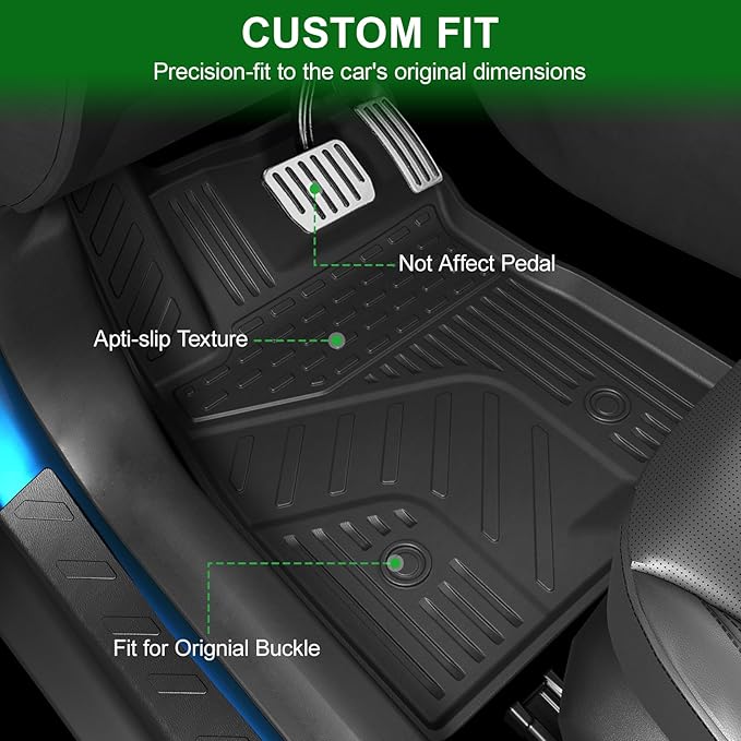 Floor Mats Custom Fit for 2024 2025 2026 Chevy Trax (Activ LS LT 1RS 2RS) / Buick Envista, All Weather TPE Car Mats Including Front & 2nd Row Automotive Liner & Door Sill Guards Accessories