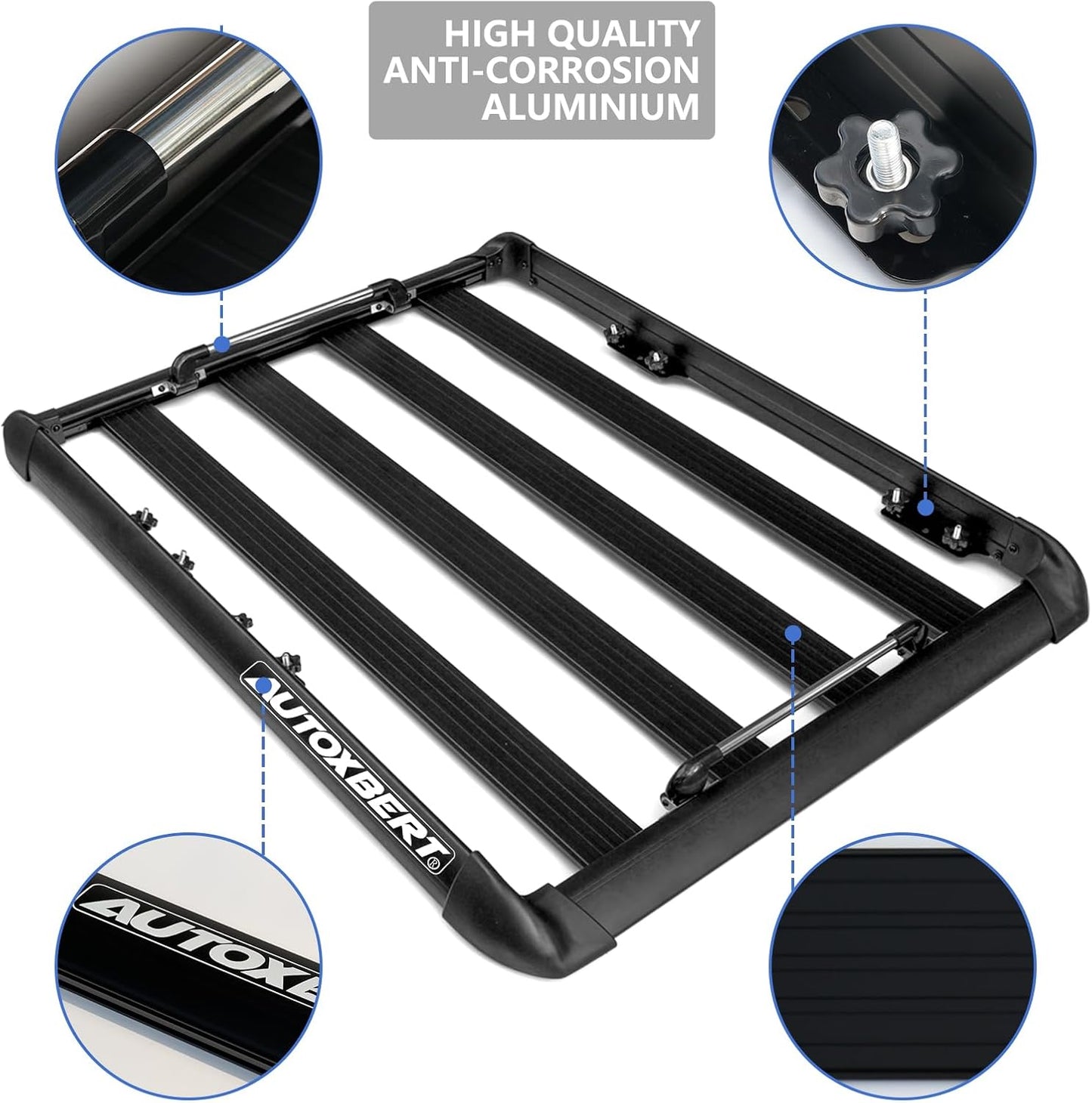 AUTOXBERT 50" x37.8" x3.54" Universal Aluminum Roof Rack Rooftop Cargo Carrier Luggage Basket 330LBS Heavy Duty Car Top Luggage Holder or Cars SUVs and Trucks